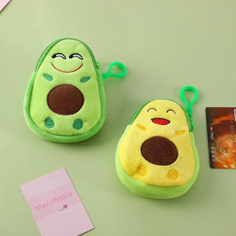 Avocado Cartoon Münzbörse Plüsch Anhänger Süß Weich Tasche Charme Mini Reißverschluss Portemonnaie Für Kinder Mädchen