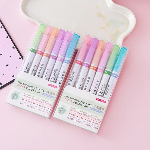 Aesthetic Colorful Highlighter Pens Plastic Soft Chisel Tip Double Ended For Journaling School Office Students Stationery
