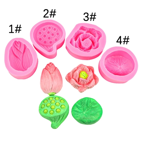 Lotus Flower Leaf Bud Silicone Mold For Cake Decorating DIY Handmade Soap Resin Chocolate Mousse Dessert Baking Craft Tools