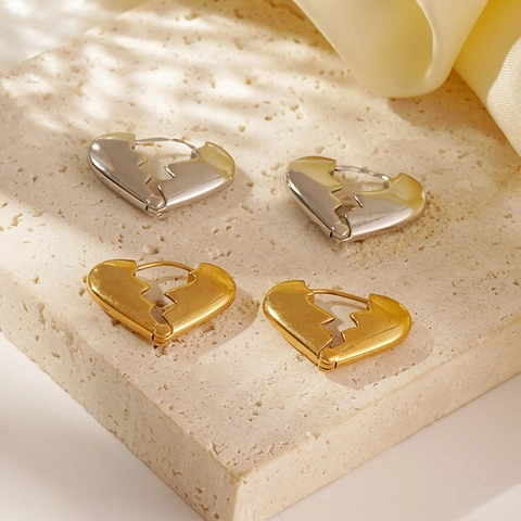 Broken Heart Earrings Stainless Steel Electroplated High Polish Niche Design Cool Style Jewelry Gift For Women