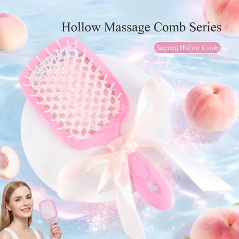 Hollow Massage Hairbrush ABS TPU Scented Fruit Fragrance Detangling Scalp Massage Portable Women Styling Tool