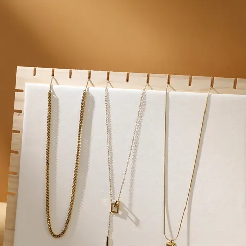 Necklace Display Stand Wood Jewelry Pendant Holder Fabric Panel Desktop Showcase Organizer Storage Rack