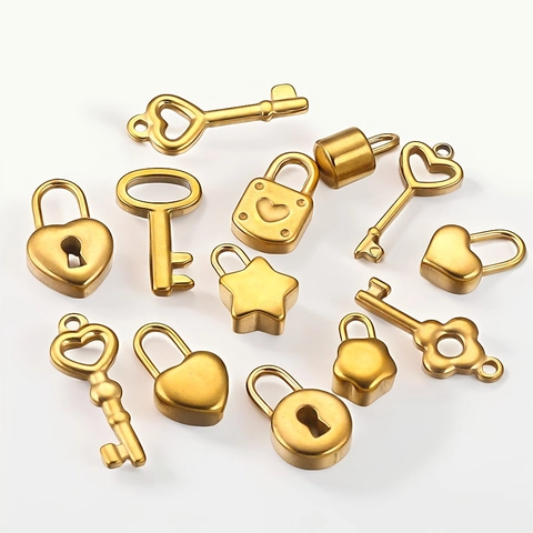 Roestvrijstalen Hangers Hart Sleutel Slot DIY Sieraden Maken Accessoires Goud Zilver Kleur Mode Ambachtelijke Benodigdheden