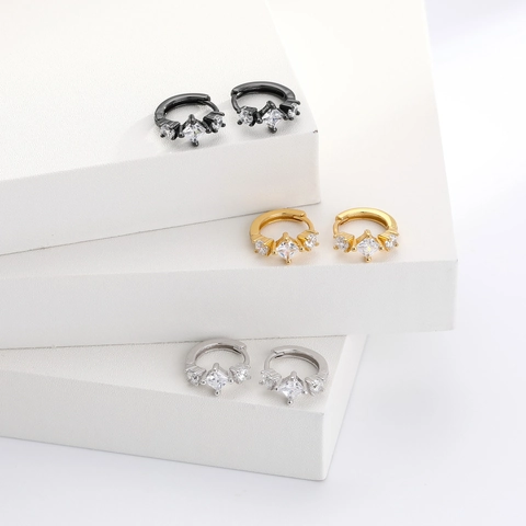 925 Sterlingsilber Zirkonia Creolen Geometrische Pave Zirkonia Echtgold Plattierung Hypoallergen Huggie Ohrringe Für Damen Modeschmuck