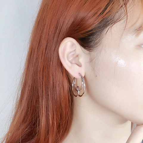 Pendientes Minimalistas De Doble Aro Entrelazados Acero Inoxidable Círculo Anudado Geométrico Joyería Pulida Para Mujeres