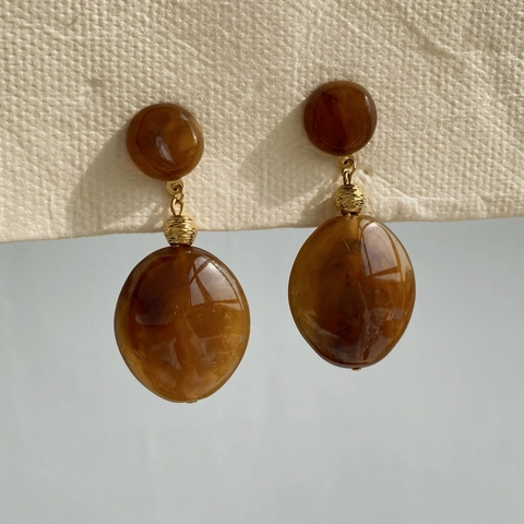 Boucles D'oreilles Pendantes En Résine Goutte D'eau Style Palais Vintage Avec Tige En Acier Inoxydable Géométrique