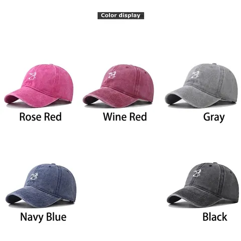Cappello Da Baseball In Cotone Lavato Vintage Distressed Coniglio Animato Ricamato Regolabile Sole Sport Per Unisex