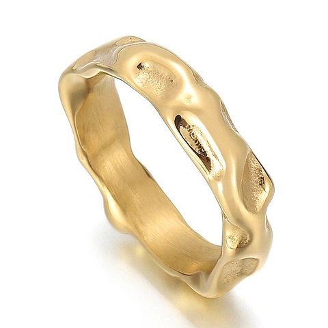 Irregular Wave Ring Titanium Steel Lava Texture Molten Metal Punk Industrial Style Finger Jewelry For Men Unisex Cool