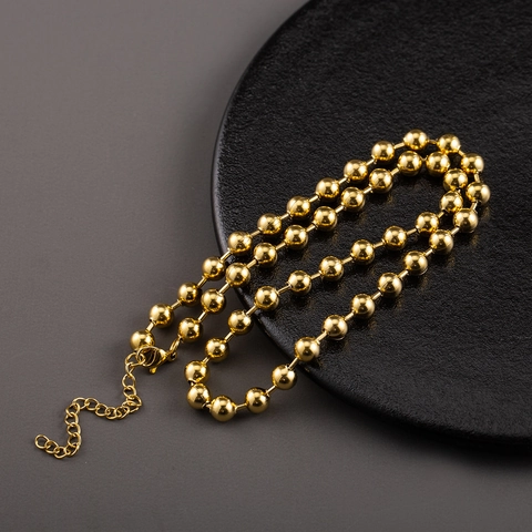 Minimalist Ball Chain Necklace Stainless Steel 18K Gold Plated High Polish Adjustable Clavicle Chain For Men Women