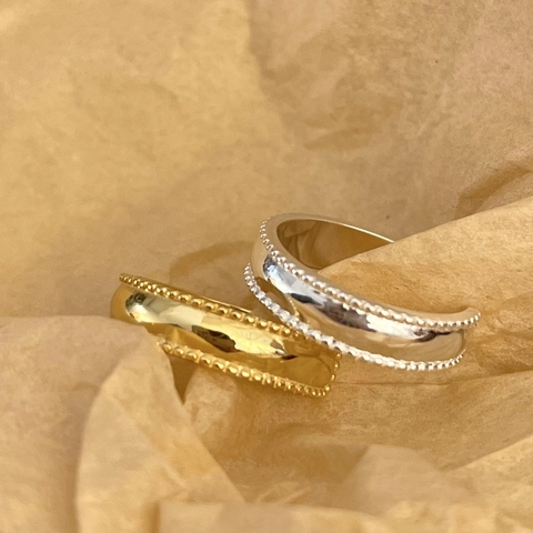 925 Sterling Silber Ring Minimalistische Perlenrand Glatte Oberfläche Verstellbar Offen Fingerschmuck Für Damen