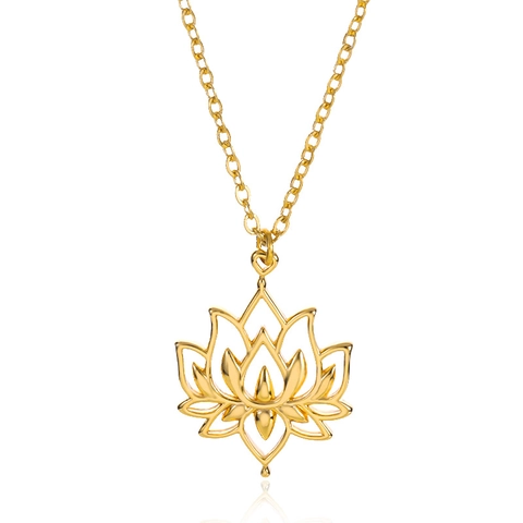 Ausgehöhlte Lotus-Anhänger-Halskette Edelstahl Vergoldet Filigran Minimalistischer Schmuck Für Damen