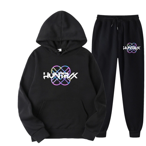 KPop Demon Hunters Graphic Print Hoodie And Sweatpants Set For Men Women Unisex Fleece Casual Long Sleeve Sportswear Tracksuit Top And Bottom