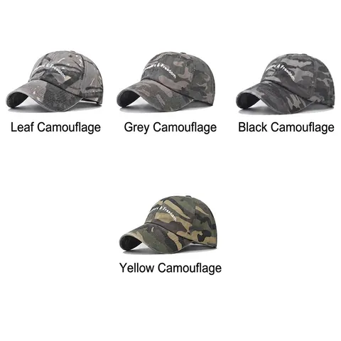 Camouflage Baseball Cap Bestickt Baumwolle Distressed Outdoor Sonnenhut Verstellbar Unisex Abenteuer Freiheit