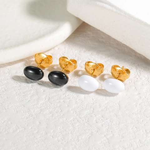 Geometric Stud Earrings Stainless Steel 18K Gold Plated Enamel Drip Oil Minimalist Jewelry For Women Daily Wear