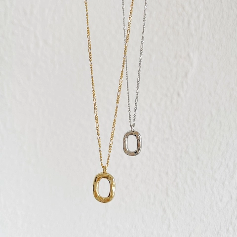 Collana In Argento Sterling 925 Con Ciondolo A Ciambella Ovale Irregolare Trama Martellata Gioielli Minimalisti Donna