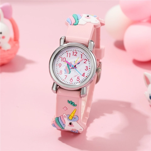 Kids Cartoon Unicorn Quartz Watch Cute Silicone Strap Analog Wristwatch For Girls Children Student Gift