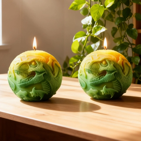Dinosaur T-Rex Embossed Ball Candle Silicone Mold DIY Handmade Soap Aromatherapy Plaster Resin Craft