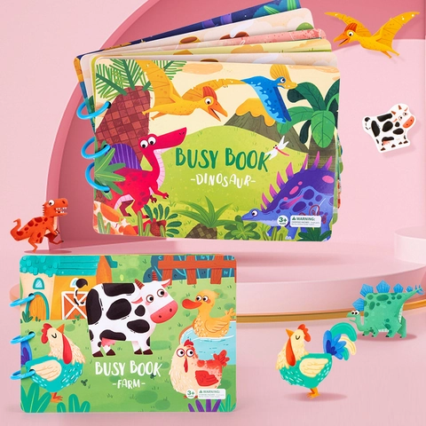 Montessori Busy Book Für Kleinkinder Frühzeitiges Lernen Ruhiges Buch Interaktives Klebespielzeug Dinosaurier Bauernhof Thema Bildung