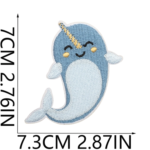 Cartoon Meereslebewesen Stickerei Aufnäher Ozean Tiere Zum Aufbügeln Applikationen Polyester Bestickt Wal Hai Qualle Für Kleidung DIY Dekoration