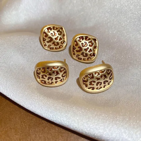 Franse Retro Luipaardprint Ovalen Geometrische Oorknopjes Koper Met 925 Sterling Zilveren Oorsteker Voor Dames Mode Elegant
