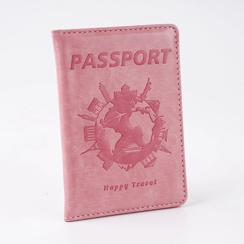 Passport Holder Cover PU Leather Embossed World Map Landmarks Travel Wallet For Men Women Lightweight Protector