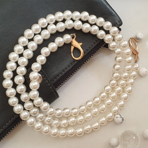 Elegant Imitation Artificial Pearl Bag Strap Replacement Chain With Metal Lobster Clasps For Handbags Shoulder Purses Accessories