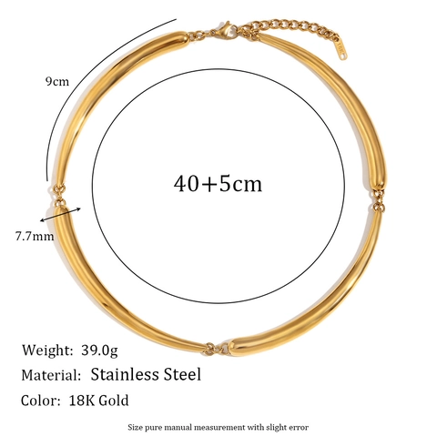 Collar De Tubo Curvado Acero Inoxidable Chapado En Oro De 18K Minimalista Estilo Bambú Joyería Punk Hip Hop Para Mujeres