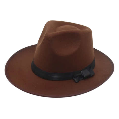 Fedora Hat Felt Texture Wide Brim Bow Ribbon Vintage British Style Jazz Cap Unisex Elegant Fashion