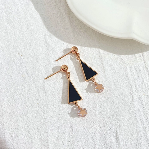 Orecchini A Perno Geometrici Con Triangolo Stella E Zircone Con Perno In Acciaio Inossidabile Oro Rosa Gioielli Per Donna