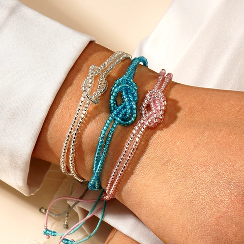 Handmade Braided Seed Bead Bracelets With Braided Cord Adjustable Infinity Knot Bohemian Jewelry For Women