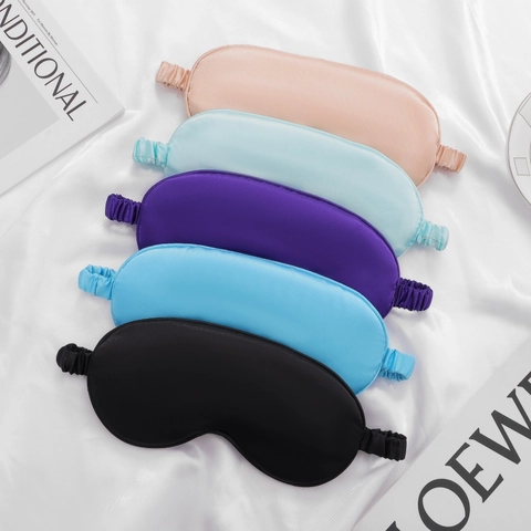 Double Sided Solid Color Satin Sleep Eye Mask Soft Faux Silk Blackout Eye Cover With Elastic Strap For Men Women Travel