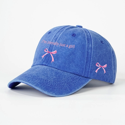 Casquette De Baseball En Coton Lavé Im Literally Just A Girl Nœud Rose Rétro Chapeau Soleil Ajustable