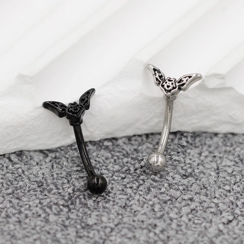 Piercing Sopracciglio Pipistrello in Acciaio Inossidabile 316 Gotico Gioielli Diavolo Bilanciere Curvo per Donna Uomo Halloween