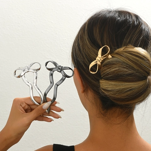 Metalen Haarstokje Met Strik Legering U-Vormige Haarspeeld Voor Vrouwen Knot Styling Elegant Mode