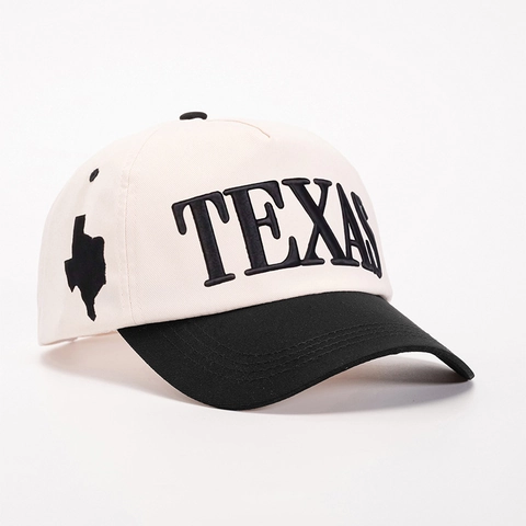 Retro Texas Borduurwerk Polyester Honkbalpet Kleurblok Gebogen Rand Verstelbare Outdoor Zonbescherming Hoofddeksel