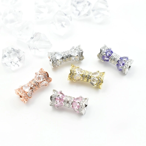 Copper Zirconia Bow Crown Shaped DIY Jewelry Finding Screw Clasp Connector For Necklace Bracelet Making Fashion Women Accessories