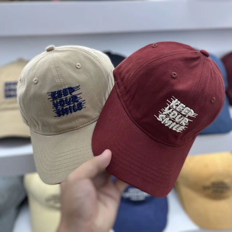 High Quality Cotton Baseball Cap For Men Women KEEP YOUR SMILE Letter Embroidered Adjustable Curved Brim Casual Sun Hat Sports Cap
