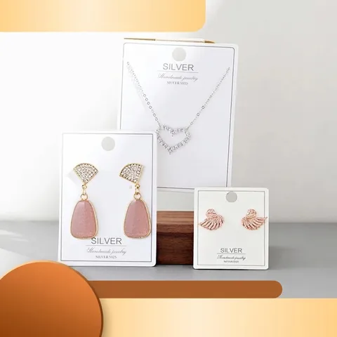 Schmuck Display Karten Weißer Karton S925 Silber Druck Für Ohrringe Halsketten Handgefertigt Professionell
