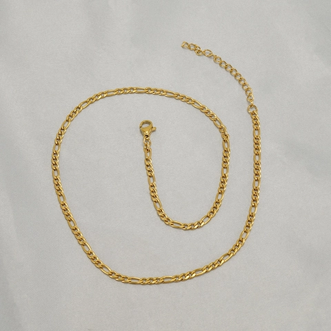 Collana A Catena Figaro Minimalista In Acciaio Inossidabile Placcato Oro 18K Gioielli Di Moda Per Uomo E Donna