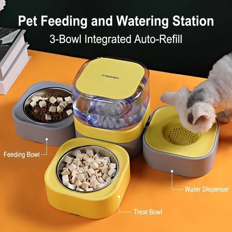Automatische Voerbak En Waterdispenser Voor Huisdieren 304 Roestvrijstalen Bakken Gefilterde Waterfontein Voor Katten