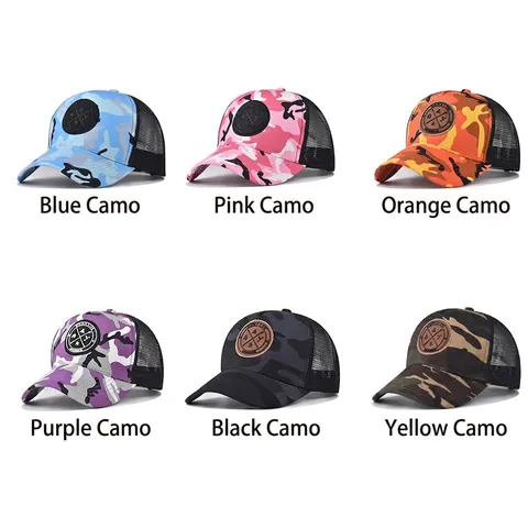 Camouflage Trucker Hat Mesh Back Breathable Adjustable Baseball Cap Sun Protection Outdoor Sport Summer Style