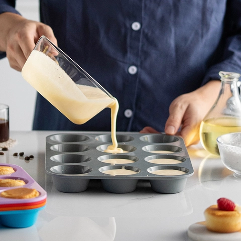 Stampo Per Muffin In Silicone 12 Cavità Antiaderente Teglia Per Cupcake Resistente Al Calore Vassoio Da Forno Flessibile