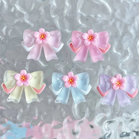 Charms De Resina Con Lazo De Flor De Cerezo Colgantes Transparentes Para Hacer Joyas De Bricolaje
