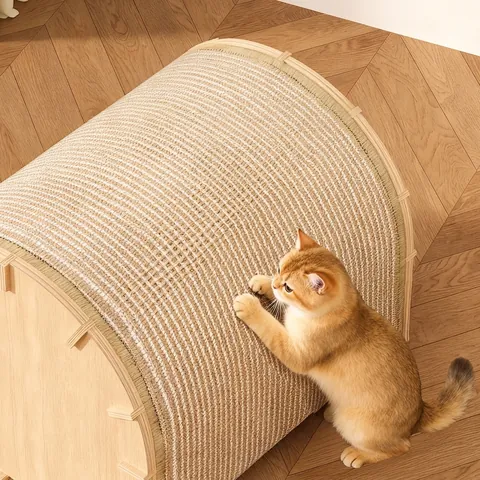 Wooden Cat Scratch Board House Interactive Cat Cave Sisal Scratching Post Pet Resting Bed Large Small Size Pet Supplies