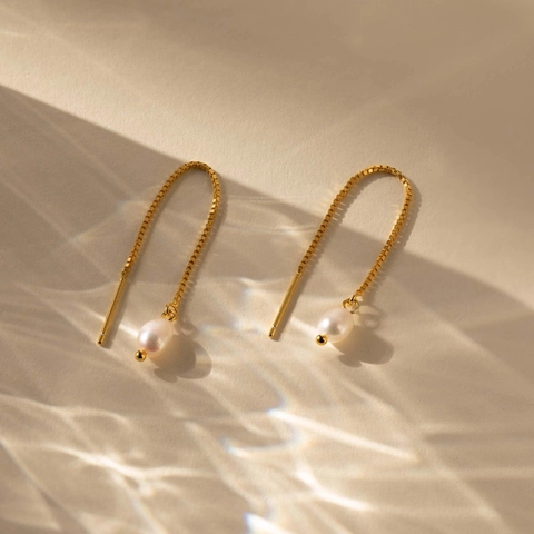 Orecchini A Filo Con Künstliche Perle Barocche Eleganti Da Donna Placcati In Oro Catena Lunga Gioielli In Rame Accessorio Moda