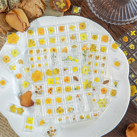 3D Stickers Transparent Acrylic Natural Plants Flower Leaves Patterns For Scrapbooking DIY Journaling Decoration Aesthetic Decorative