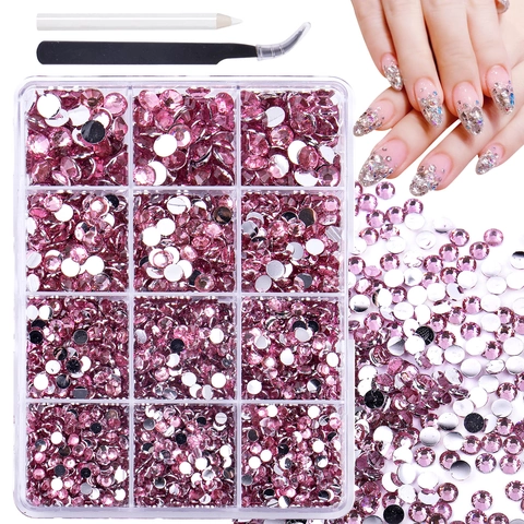 Boxed Nagelkunst Strass Set Multi Größe Flatback Harz Edelsteine DIY Maniküre Zubehör Mit Pinzette Und Picker Stift
