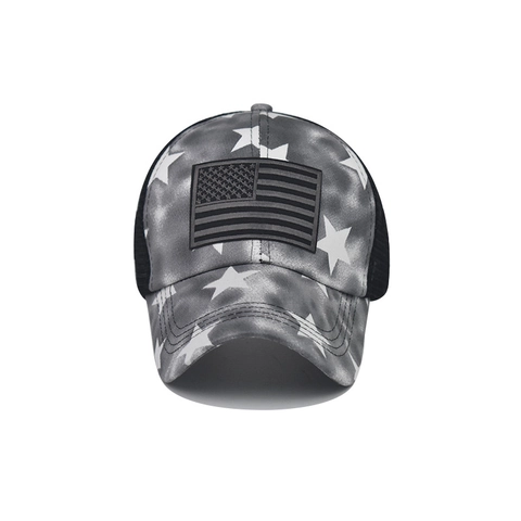 Cappello Da Baseball Vintage Coda Di Cavallo Distressed Criss Cross Mesh Trucker Hat Bandiera Americana Stelle Ricamo Cotone