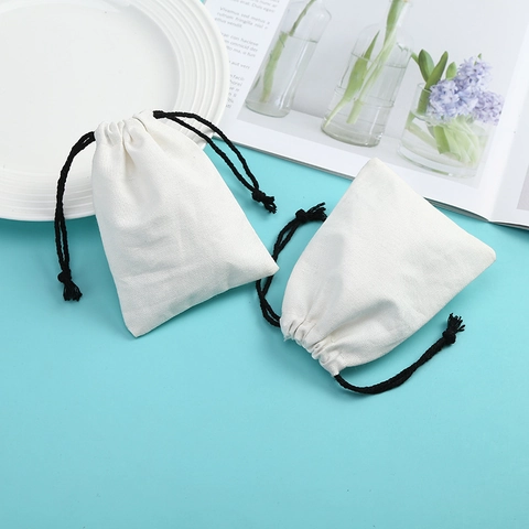 Cotton Drawstring Pouch Bag Jewelry Packaging Gift Storage Sacks Lightweight Cloth Small Organizer