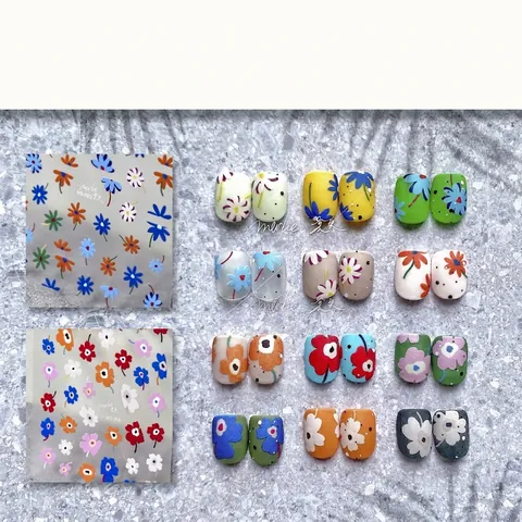 Flower Nail Art Stickers Ultra Thin Floral Pattern DIY Self Adhesive Decals For Manicure Decoration Summer Style
